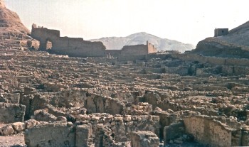 The rock and mud walls of Deir el-Medina